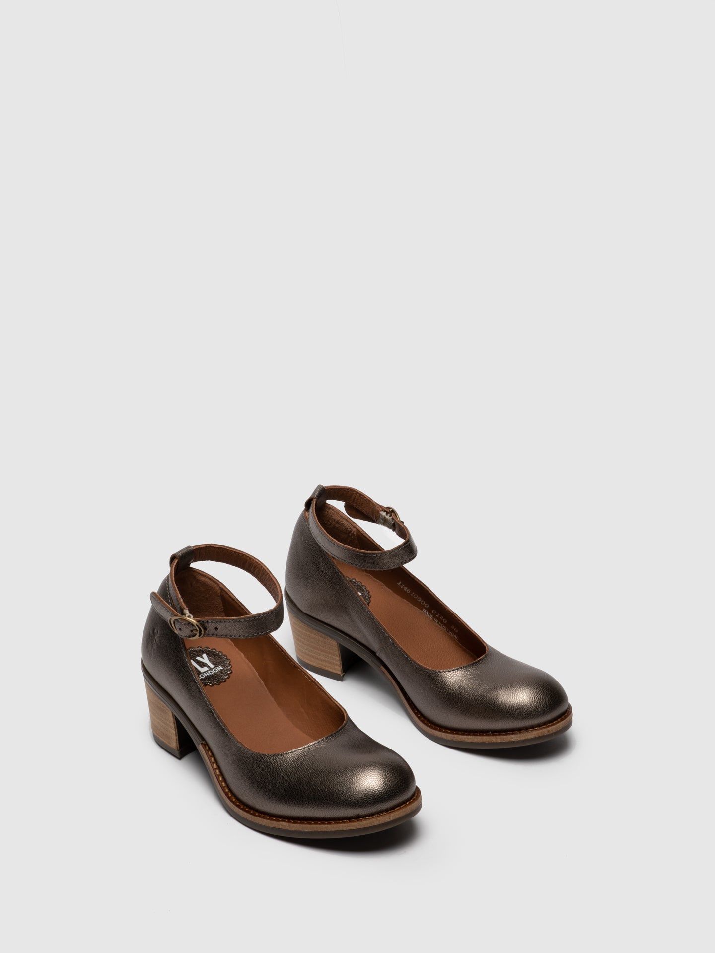 Fly London Sapatos com Tira no Tornozelo em Cinzento Escuro